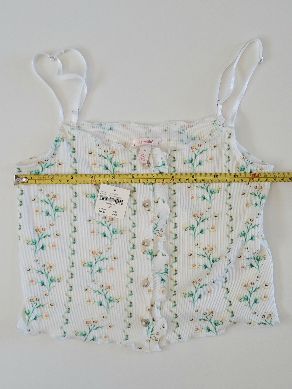 Anthropologie LyreBird Printed Cotton Floral Button Front Rib Cami XS Romantic - Picture 6 of 8